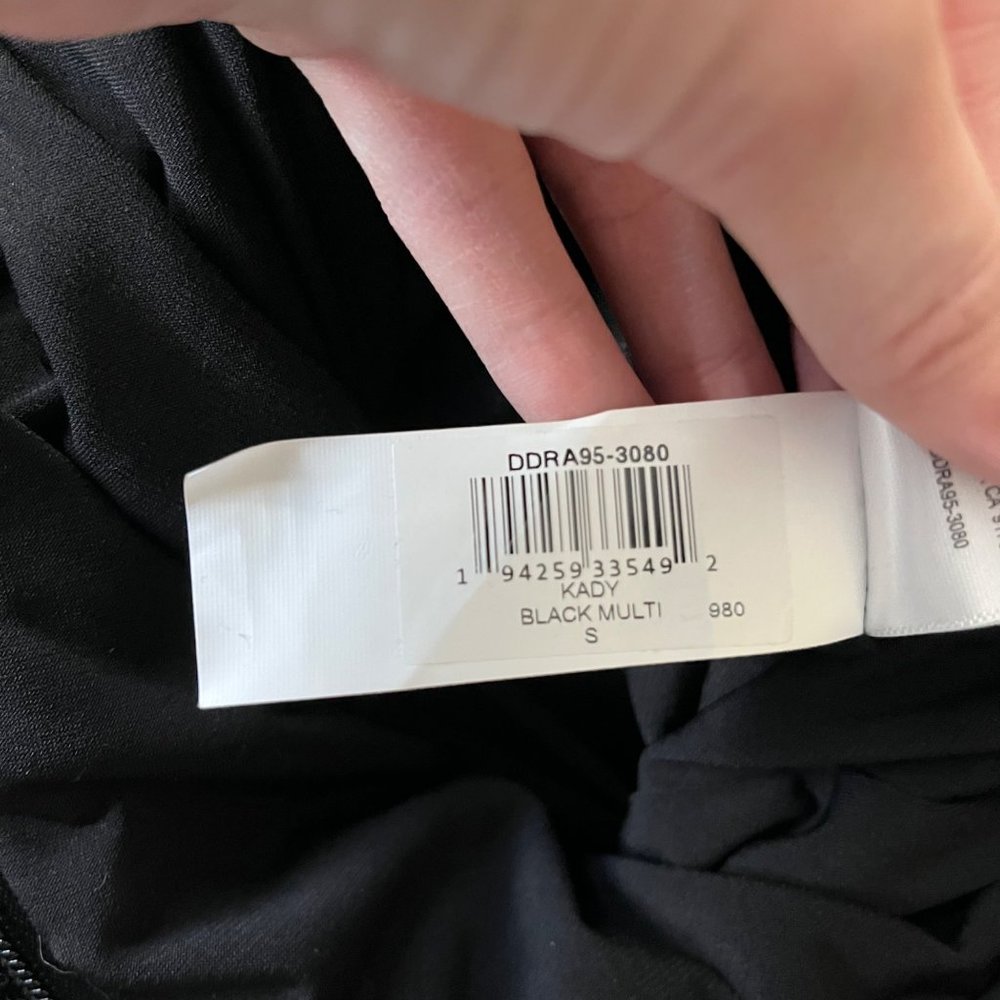 NWT Dress The Population Kady Sequin Block Print Tiered Dress in Black Multi Sml - Picture 14 of 15